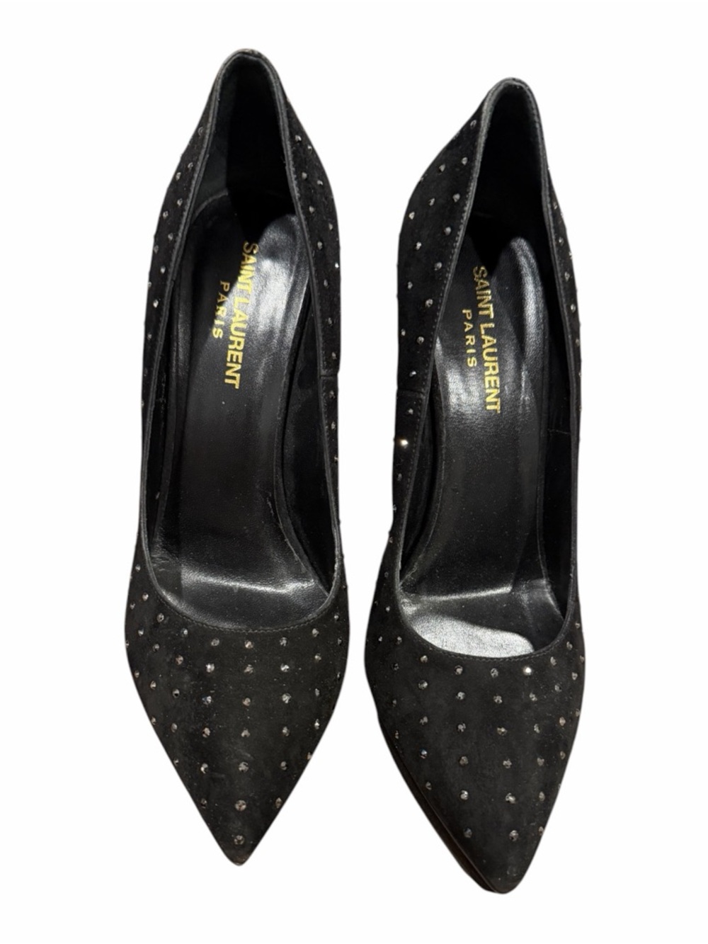 Saint Laurent Black Studded Suede Stiletto Pumps - Picture 3 of 10